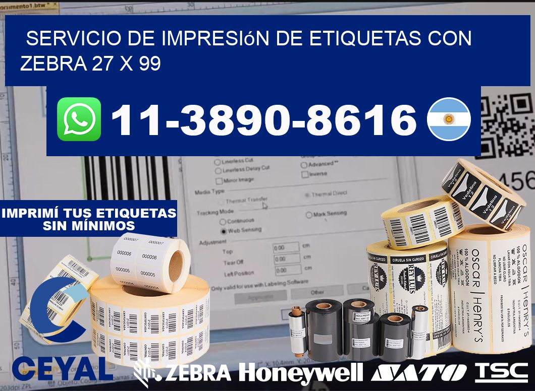 servicio de impresión de etiquetas con Zebra 27 x 99