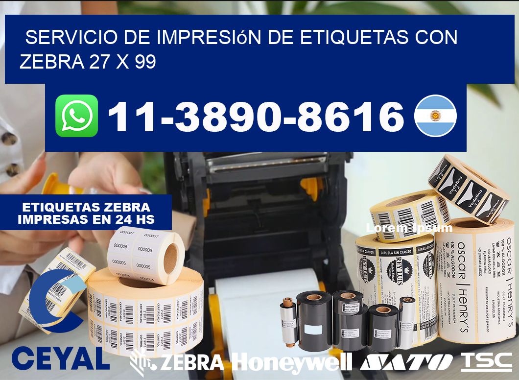servicio de impresión de etiquetas con Zebra 27 x 99
