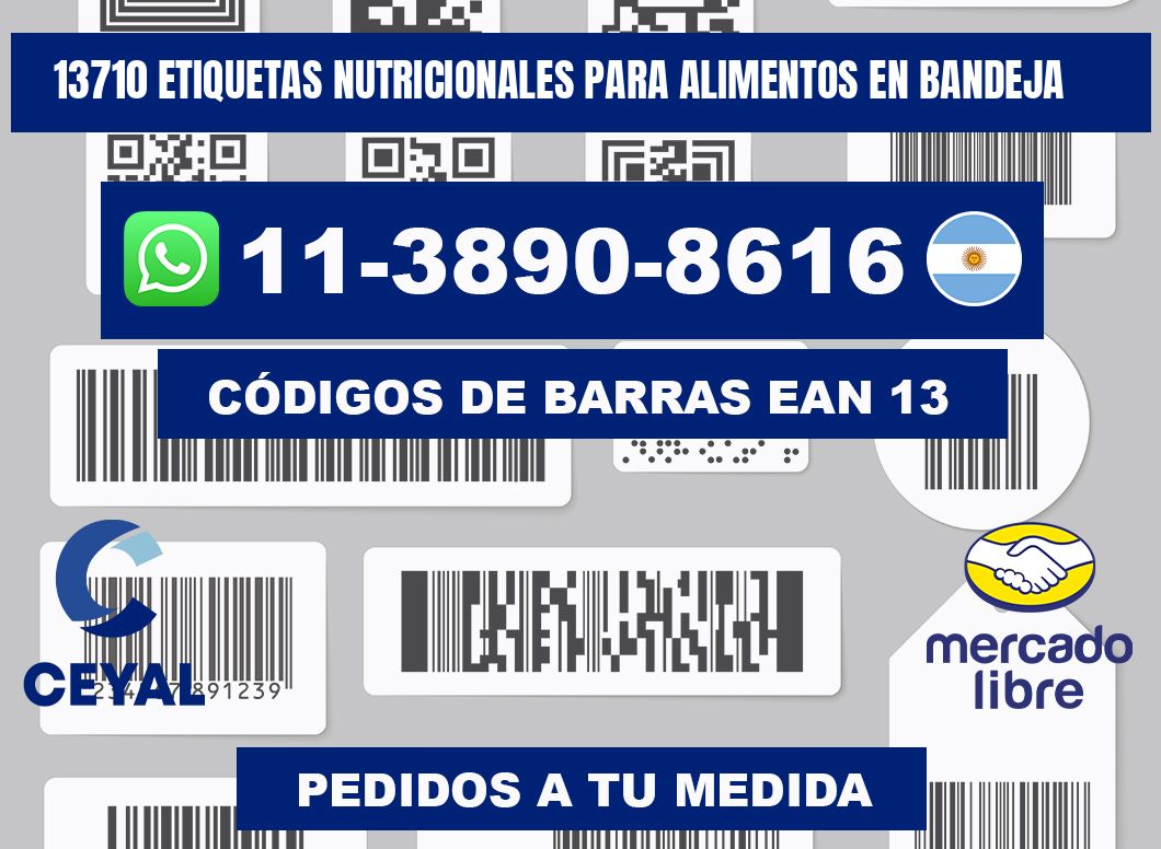 13710 etiquetas nutricionales para alimentos en bandeja