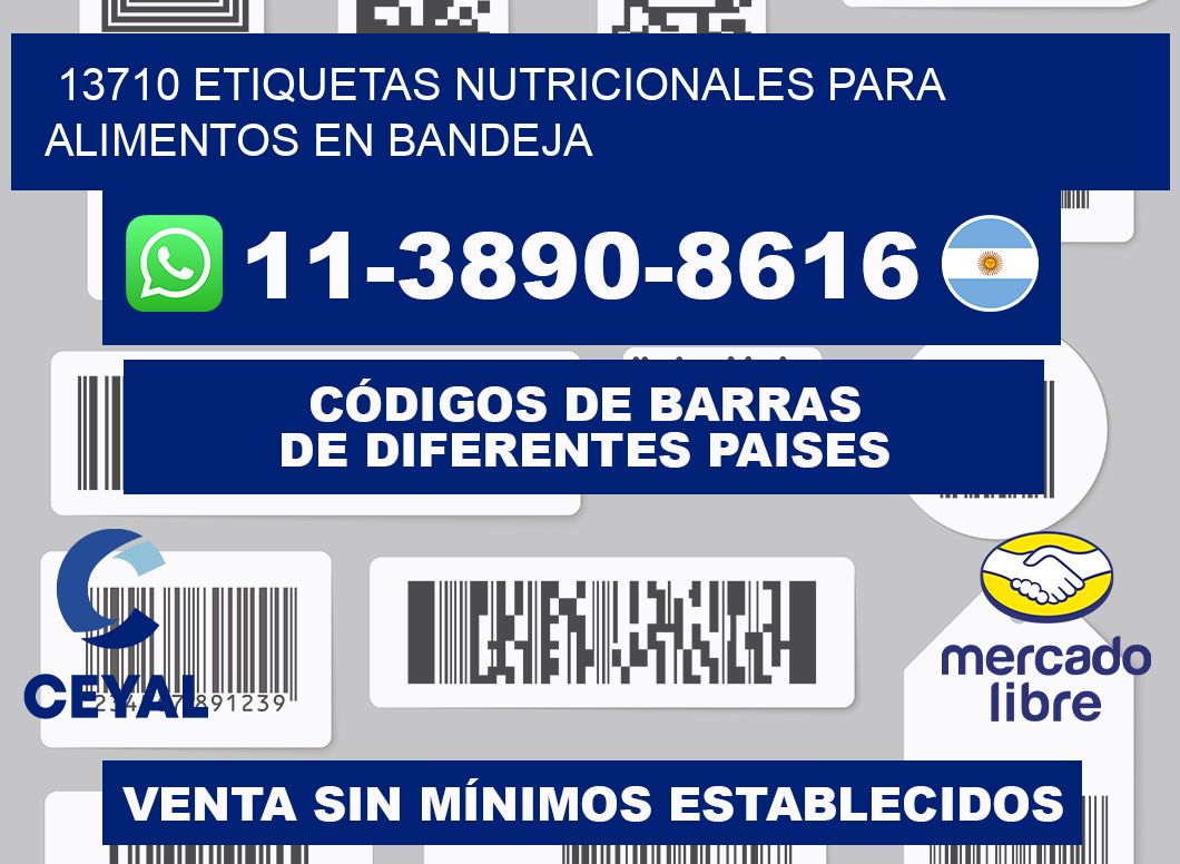 13710 etiquetas nutricionales para alimentos en bandeja