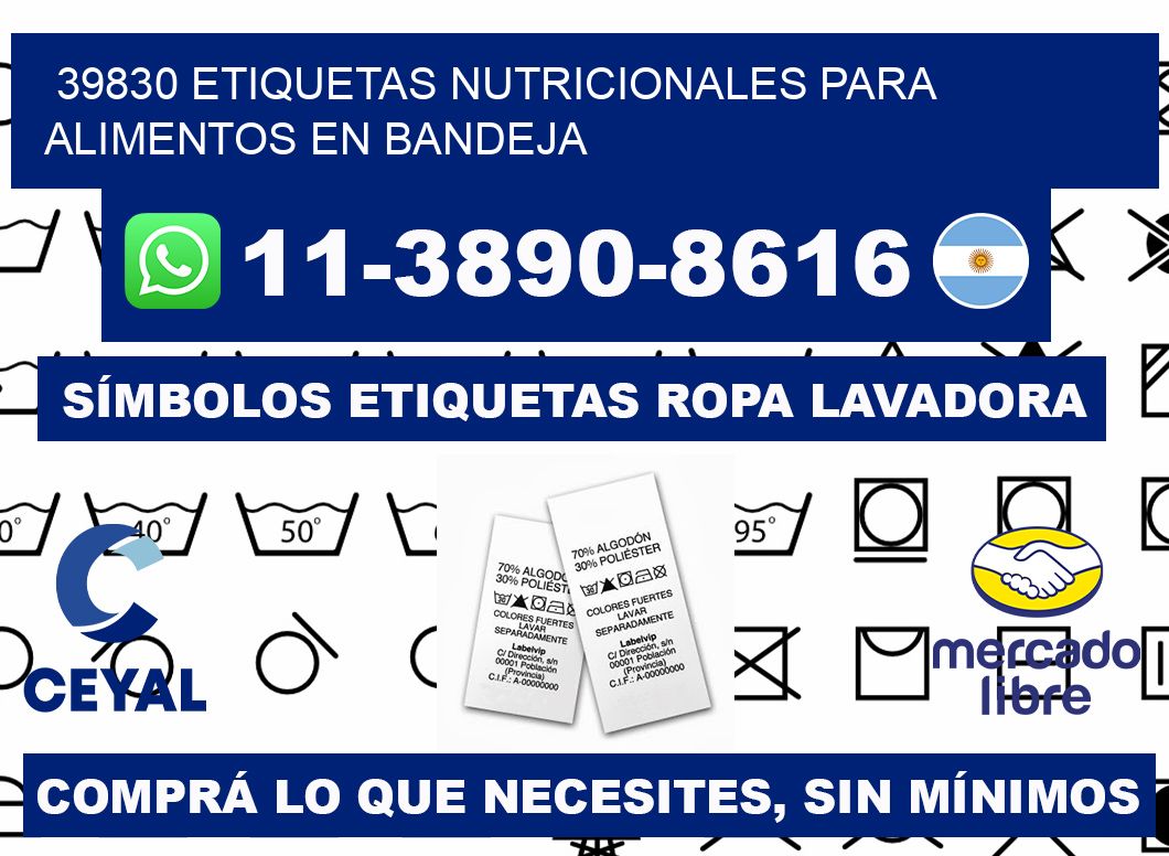 39830 etiquetas nutricionales para alimentos en bandeja