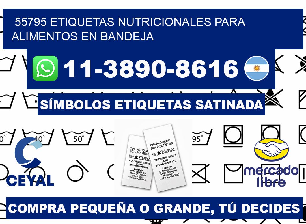 55795 etiquetas nutricionales para alimentos en bandeja