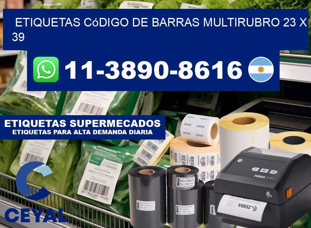 Etiquetas código de barras multirubro 23 x 39