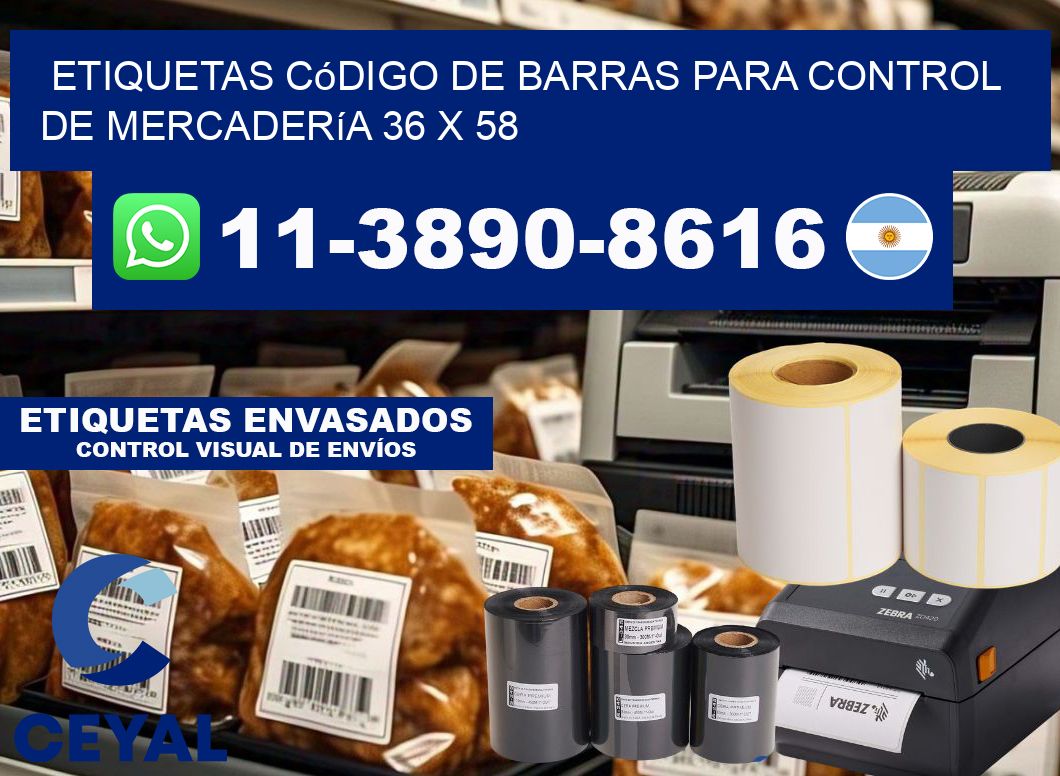 Etiquetas código de barras para control de mercadería 36 x 58
