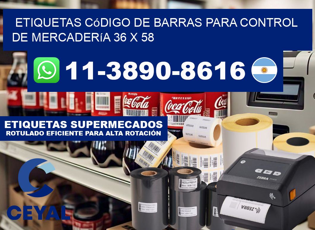 Etiquetas código de barras para control de mercadería 36 x 58
