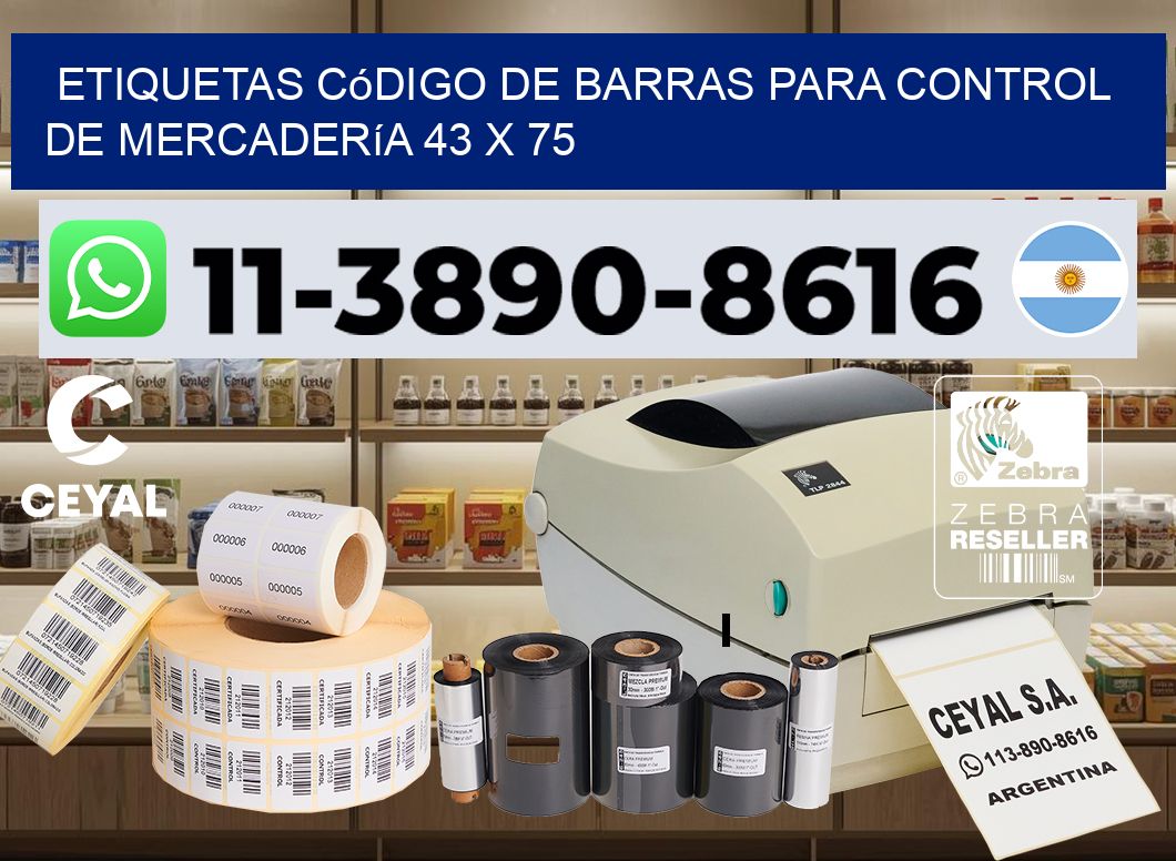 Etiquetas código de barras para control de mercadería 43 x 75