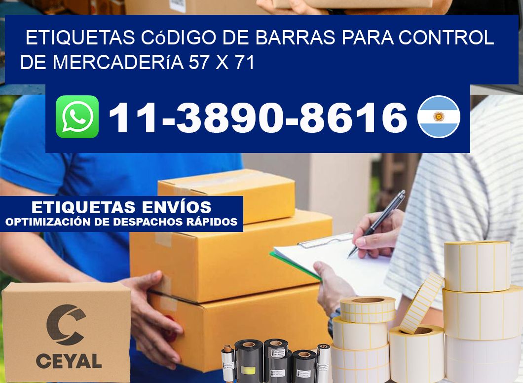 Etiquetas código de barras para control de mercadería 57 x 71