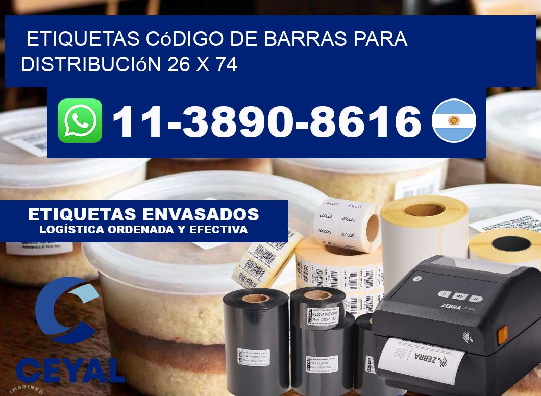 Etiquetas código de barras para distribución 26 x 74