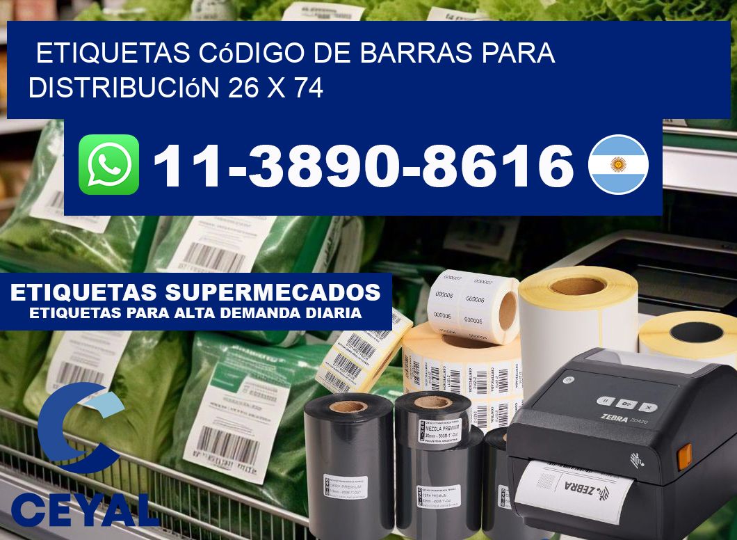 Etiquetas código de barras para distribución 26 x 74