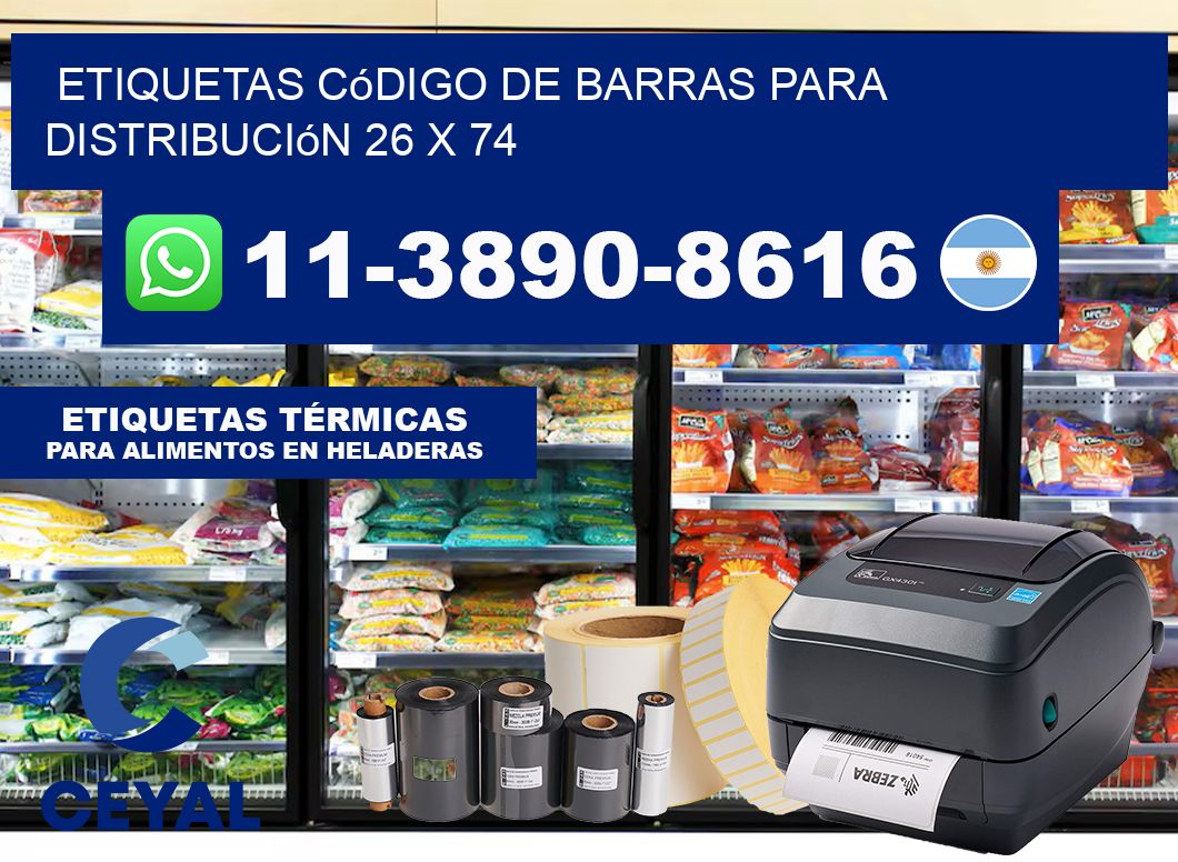 Etiquetas código de barras para distribución 26 x 74