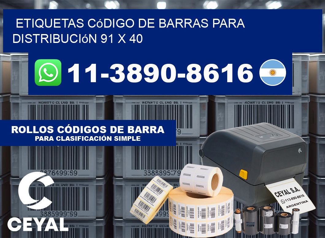 Etiquetas código de barras para distribución 91 x 40