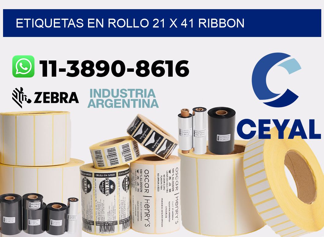 Etiquetas en rollo 21 x 41 ribbon