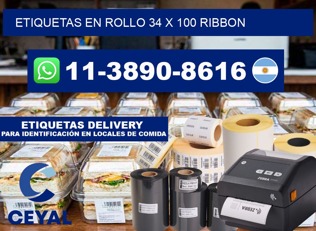 Etiquetas en rollo 34 x 100 ribbon