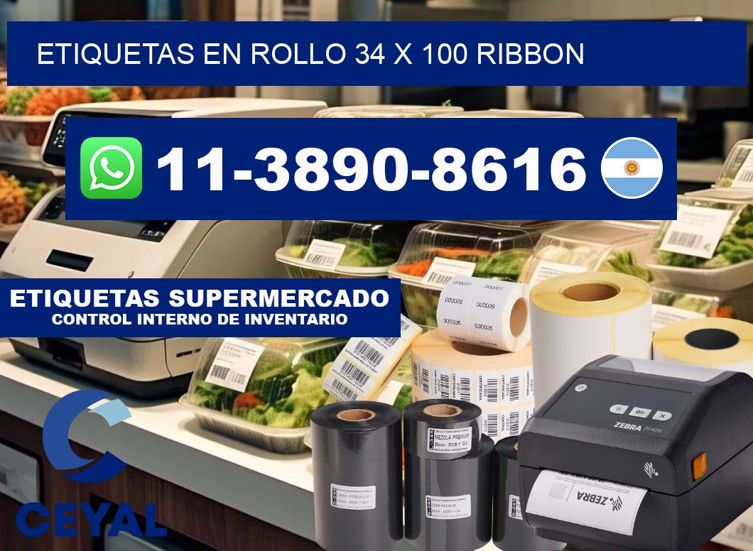 Etiquetas en rollo 34 x 100 ribbon