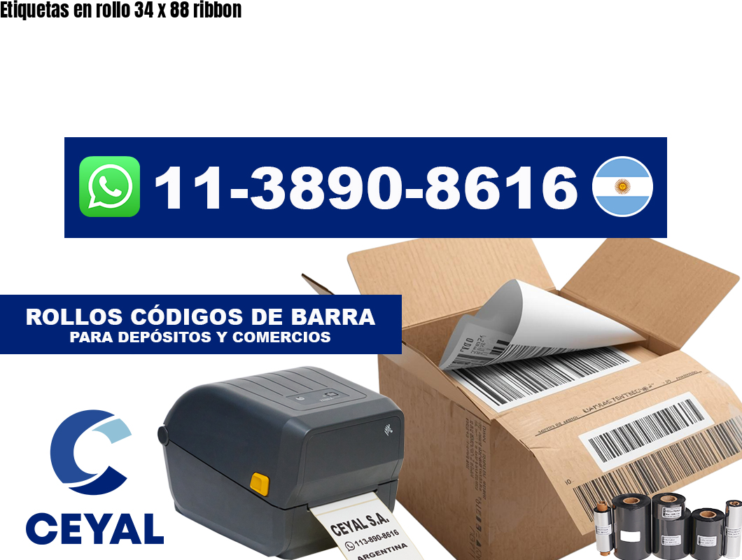 Etiquetas en rollo 34 x 88 ribbon