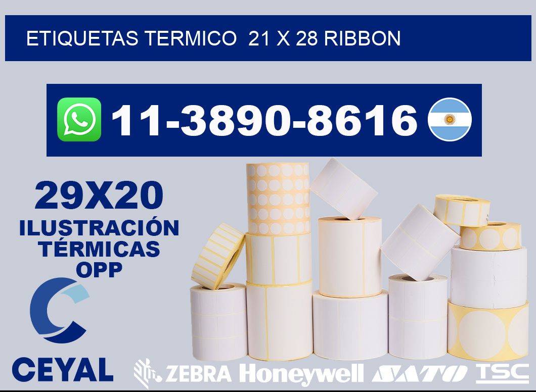 Etiquetas termico 21 x 28 ribbon