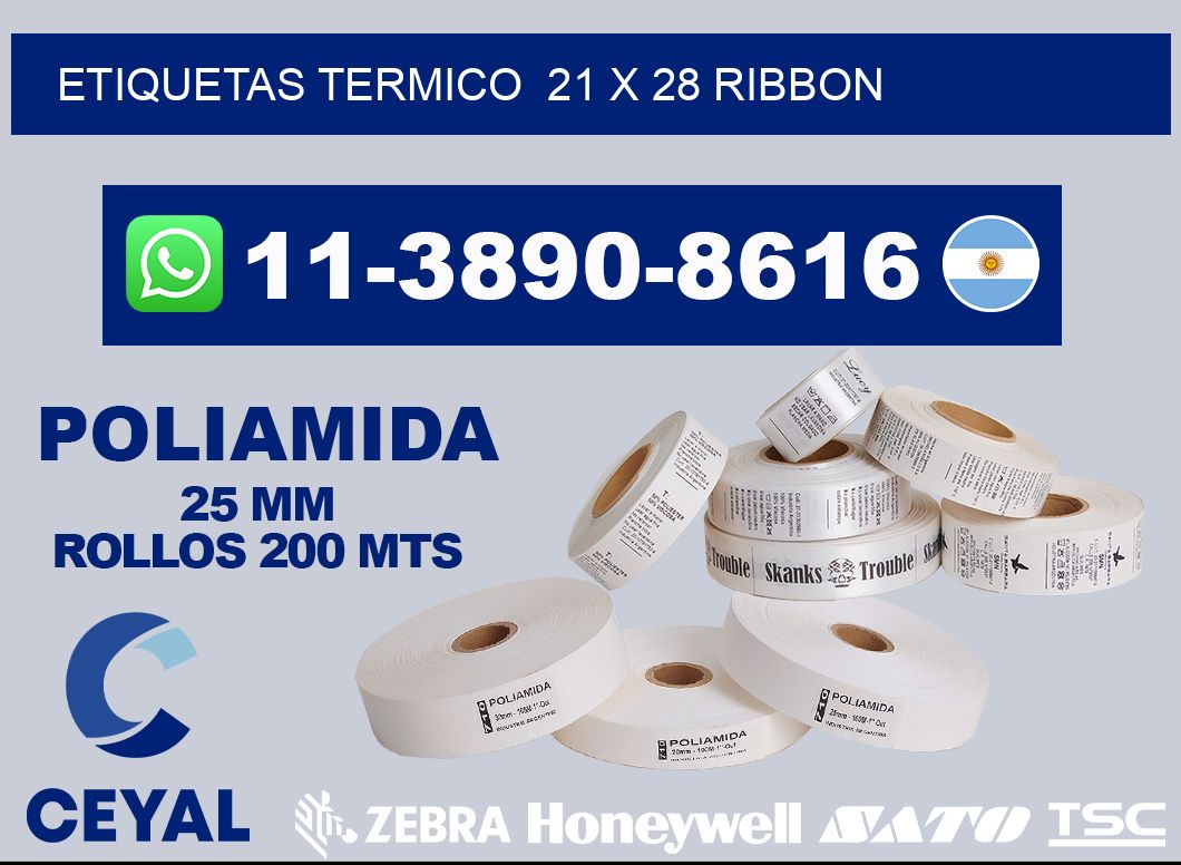 Etiquetas termico  21 x 28 ribbon
