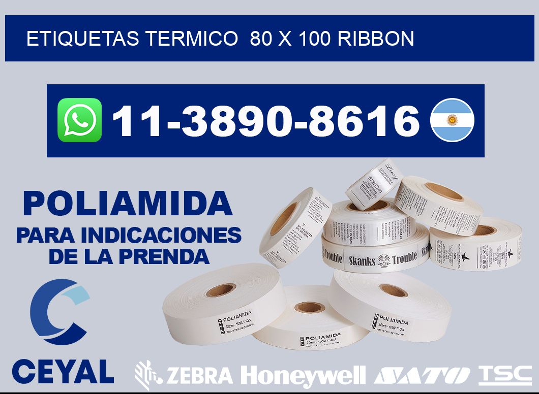 Etiquetas termico 80 x 100 ribbon
