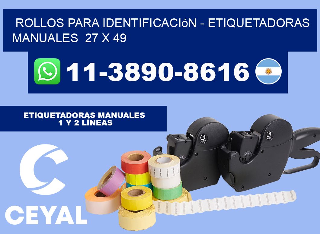 Rollos para identificación - Etiquetadoras Manuales  27 x 49