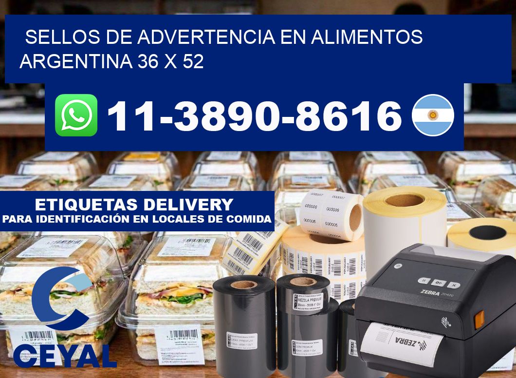 Sellos de advertencia en Alimentos argentina 36 x 52
