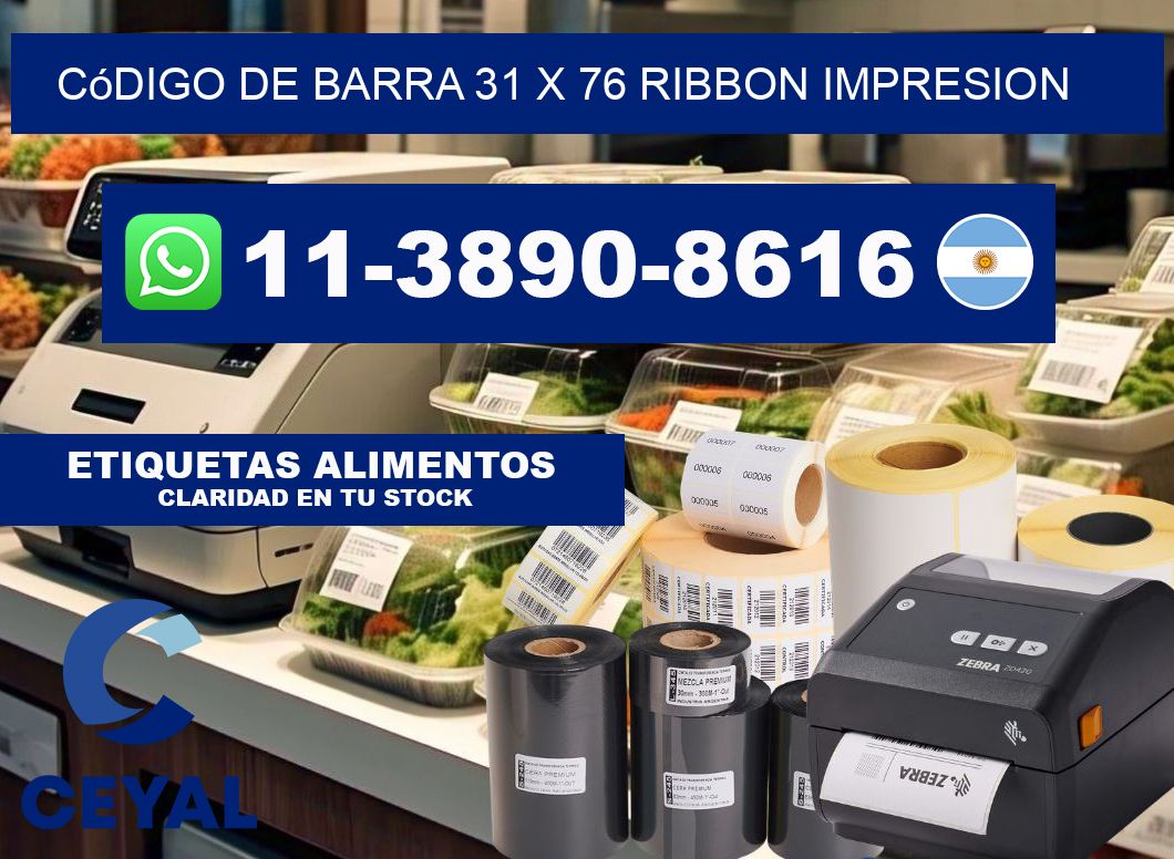 código de barra 31 x 76 ribbon impresion
