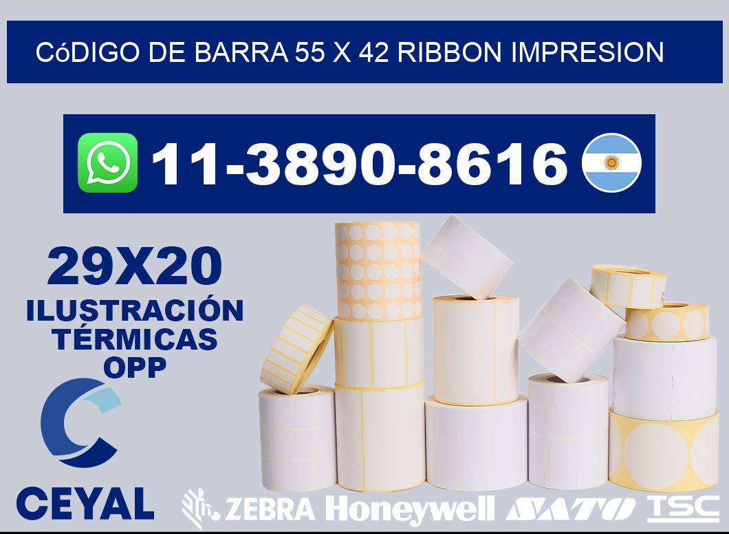 código de barra 55 x 42 ribbon impresion