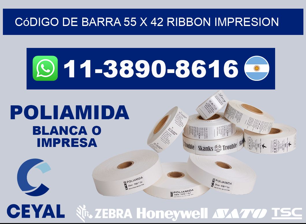 código de barra 55 x 42 ribbon impresion