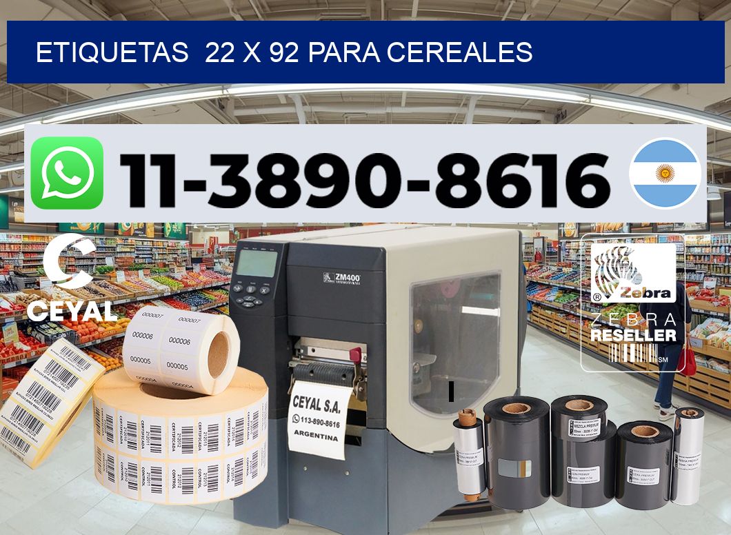etiquetas  22 x 92 para Cereales