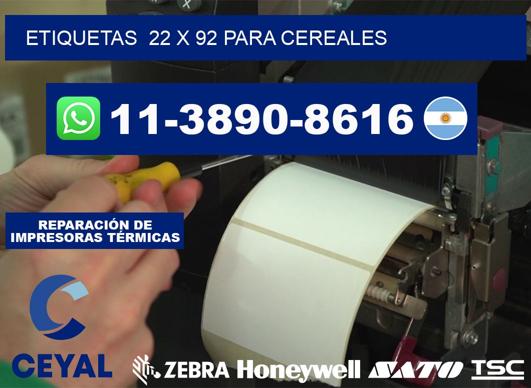 etiquetas  22 x 92 para Cereales