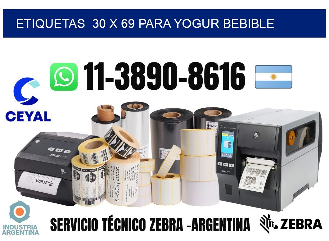 etiquetas 30 x 69 para Yogur bebible