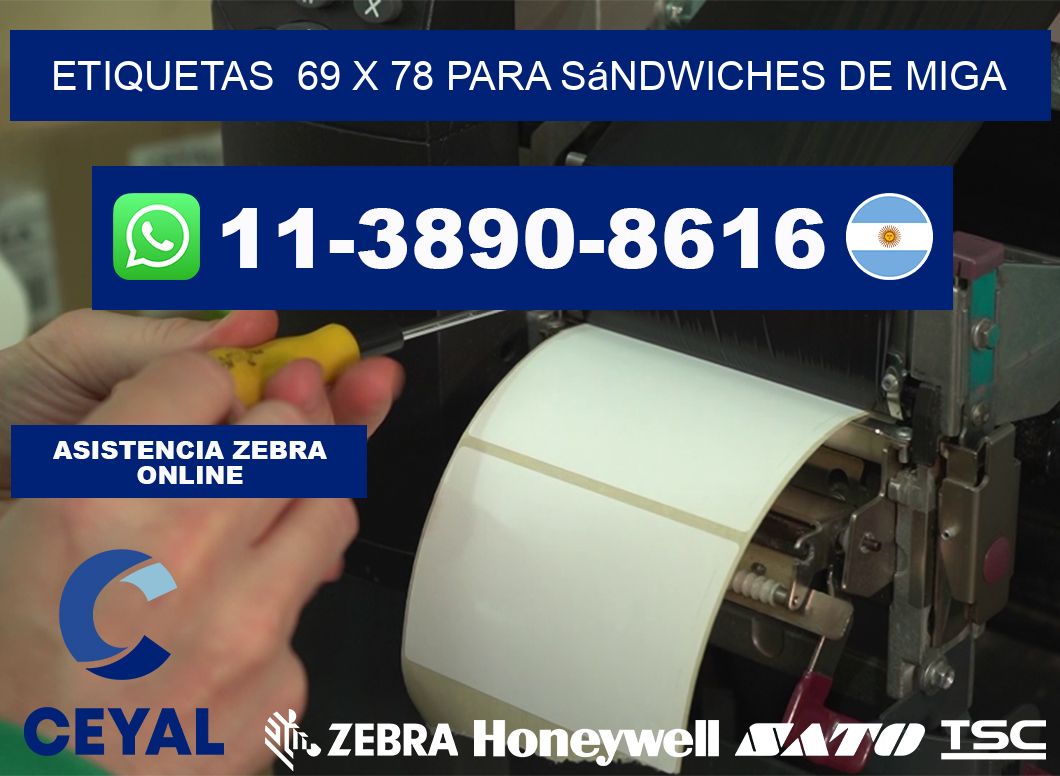 etiquetas  69 x 78 para Sándwiches de miga