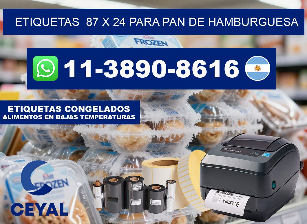 etiquetas  87 x 24 para Pan de hamburguesa