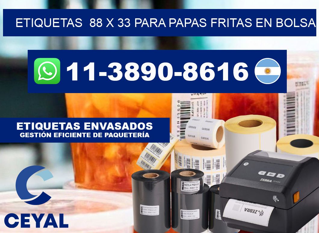 etiquetas 88 x 33 para Papas fritas en bolsa