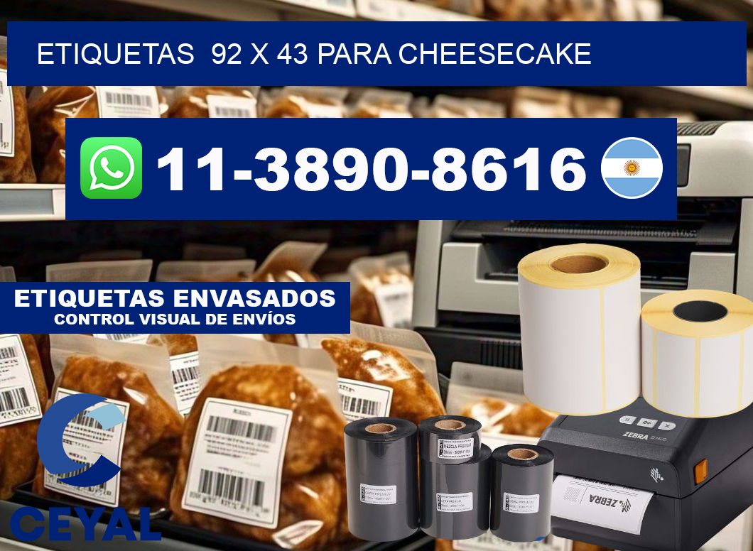 etiquetas  92 x 43 para Cheesecake