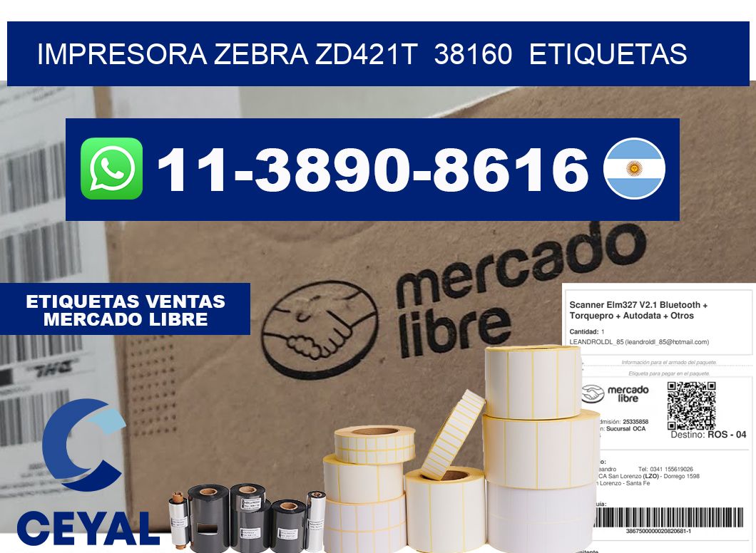 impresora zebra zd421t 38160 etiquetas