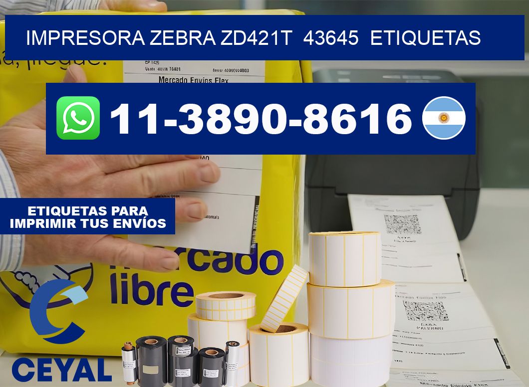 impresora zebra zd421t 43645 etiquetas