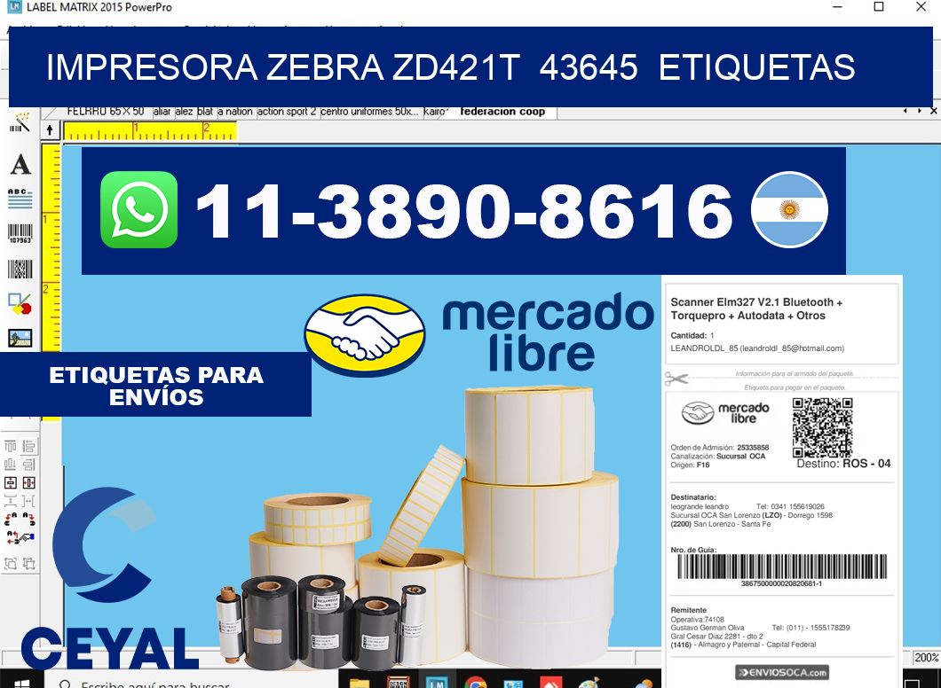 impresora zebra zd421t 43645 etiquetas