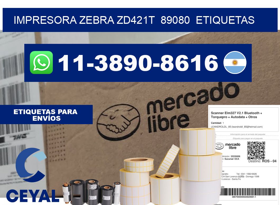 impresora zebra zd421t  89080  etiquetas
