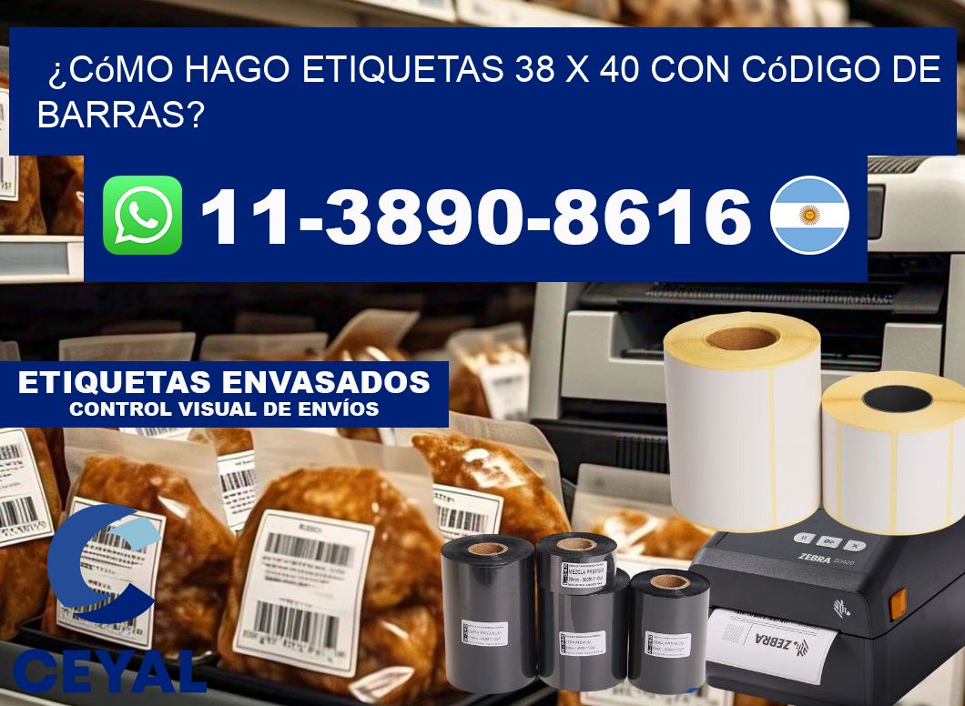 ¿Cómo hago etiquetas 38 x 40 con código de barras?