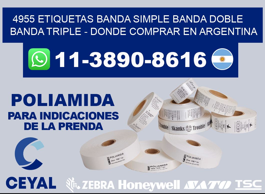 4955 etiquetas banda simple banda doble banda triple - Donde Comprar en Argentina