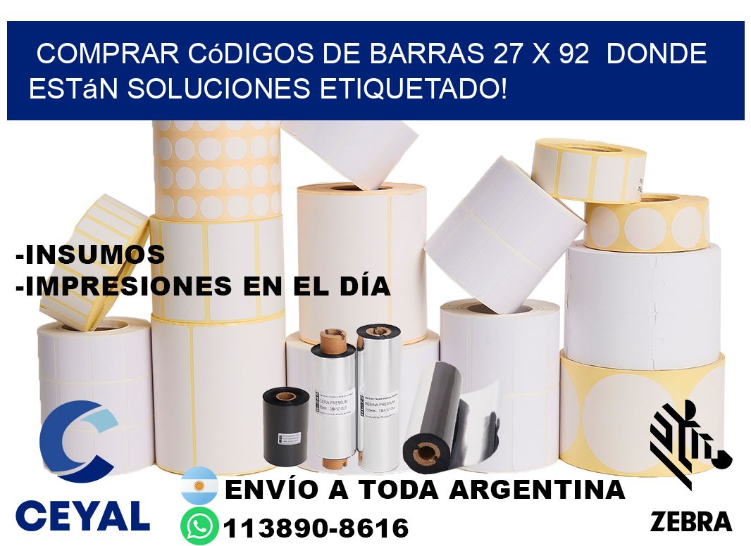 Comprar códigos de barras 27 x 92  donde están soluciones etiquetado!