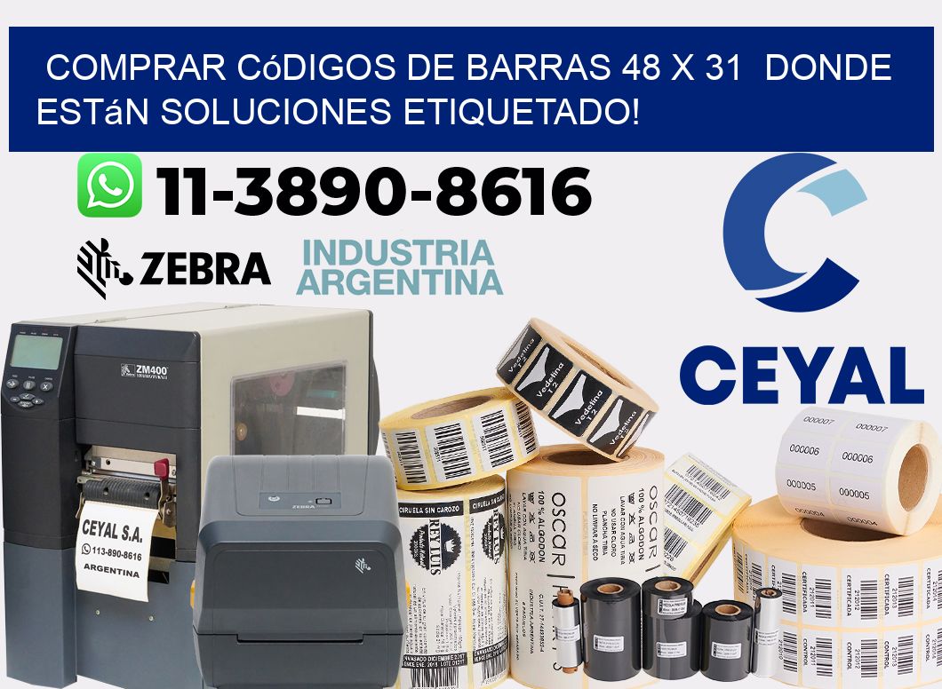 Comprar códigos de barras 48 x 31  donde están soluciones etiquetado!