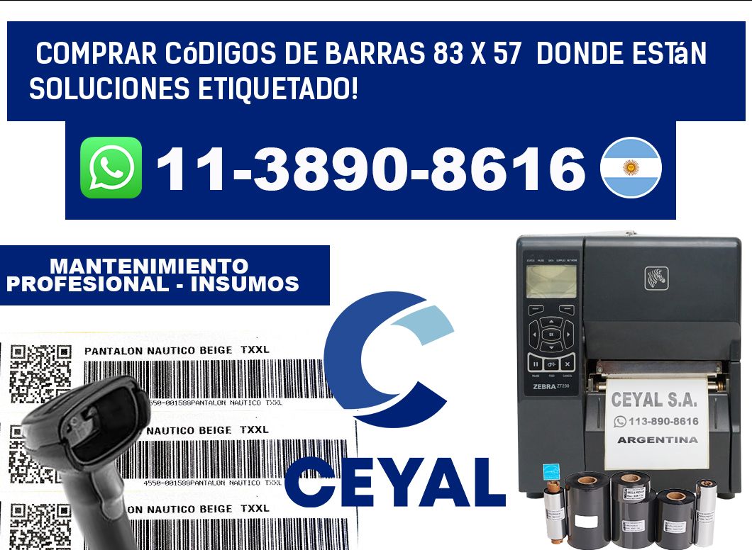 Comprar códigos de barras 83 x 57  donde están soluciones etiquetado!