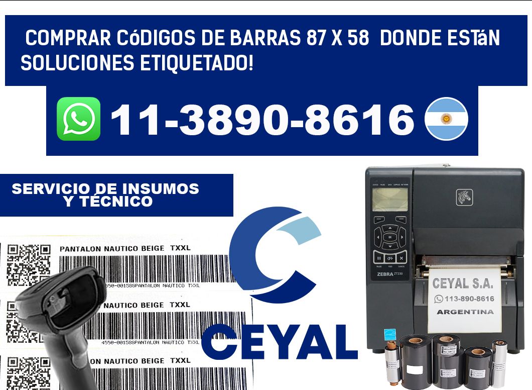 Comprar códigos de barras 87 x 58 donde están soluciones etiquetado!