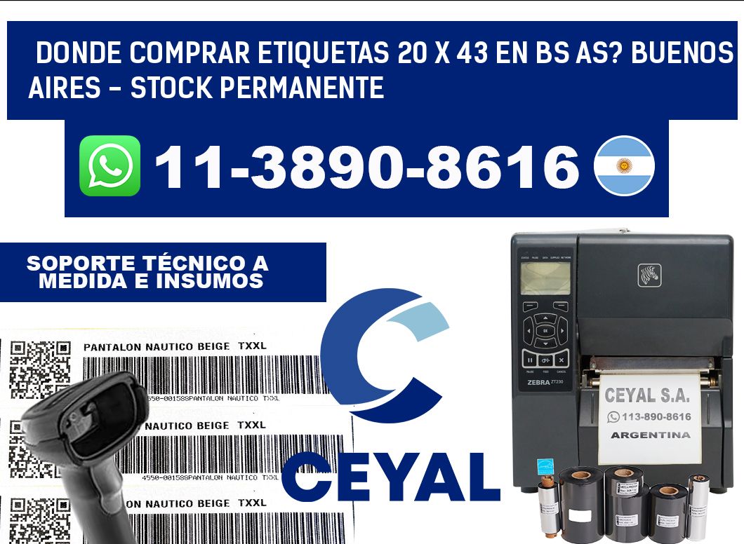 Donde Comprar etiquetas 20 x 43 en BS AS? Buenos Aires - Stock permanente