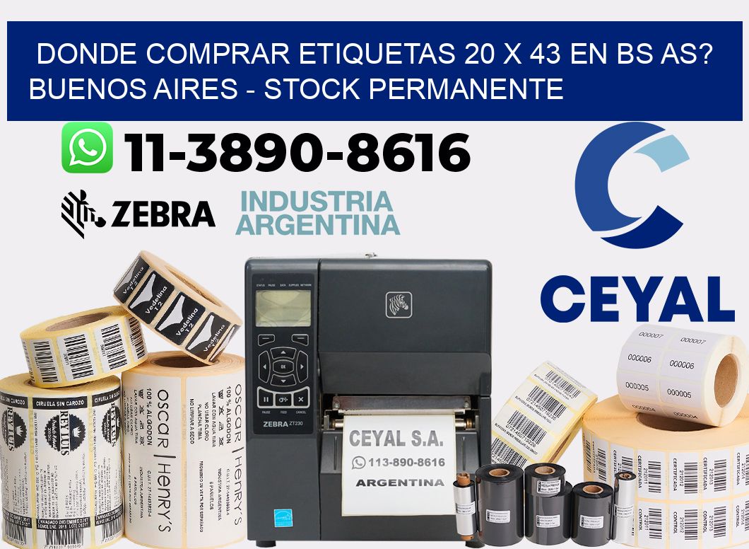 Donde Comprar etiquetas 20 x 43 en BS AS? Buenos Aires - Stock permanente