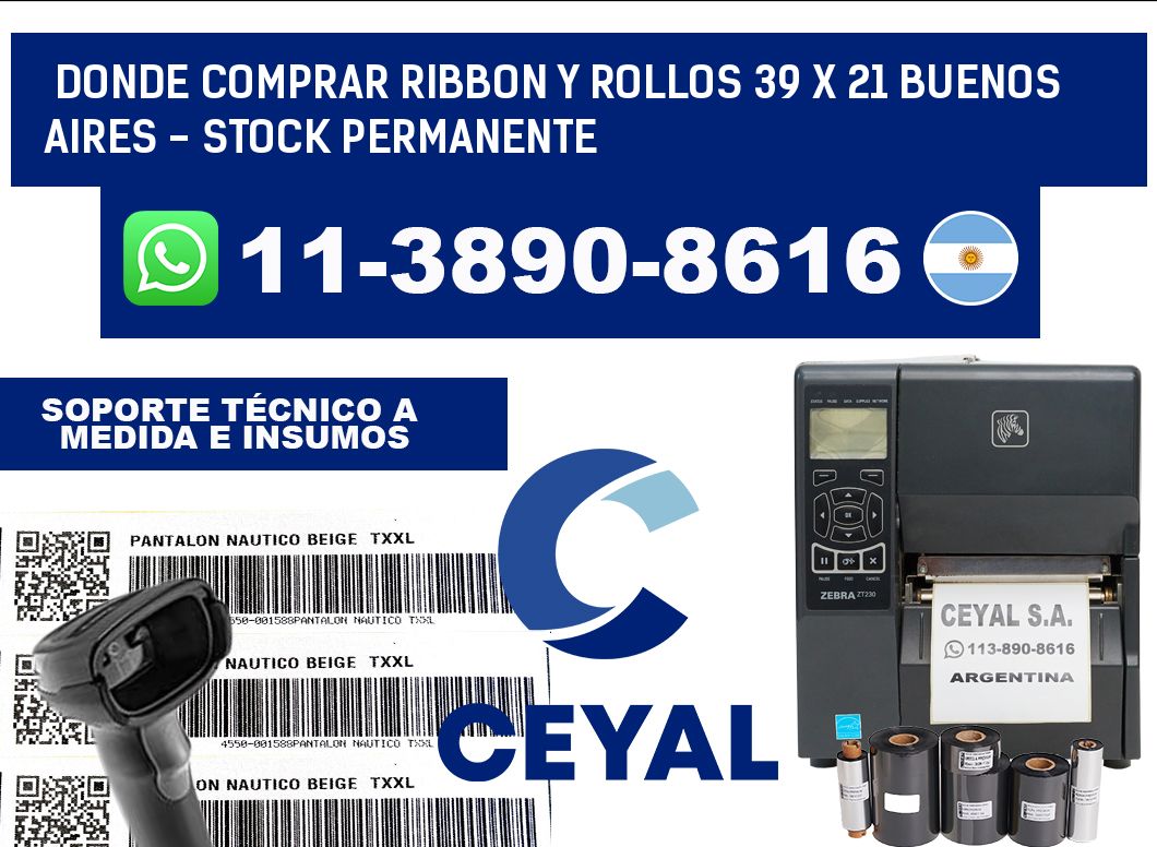 Donde Comprar ribbon y rollos 39 x 21 Buenos Aires - Stock permanente