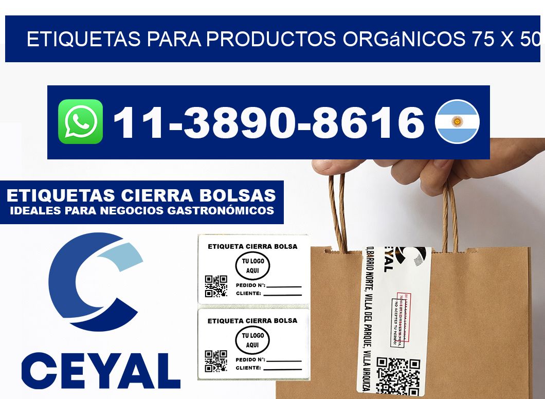 Etiquetas para productos orgánicos 75 x 50