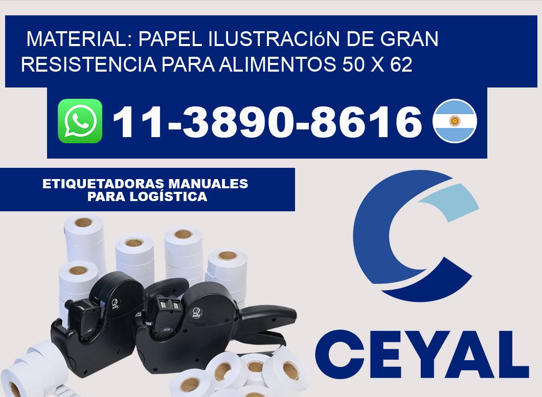 Material: papel ilustración de gran resistencia para alimentos 50 x 62