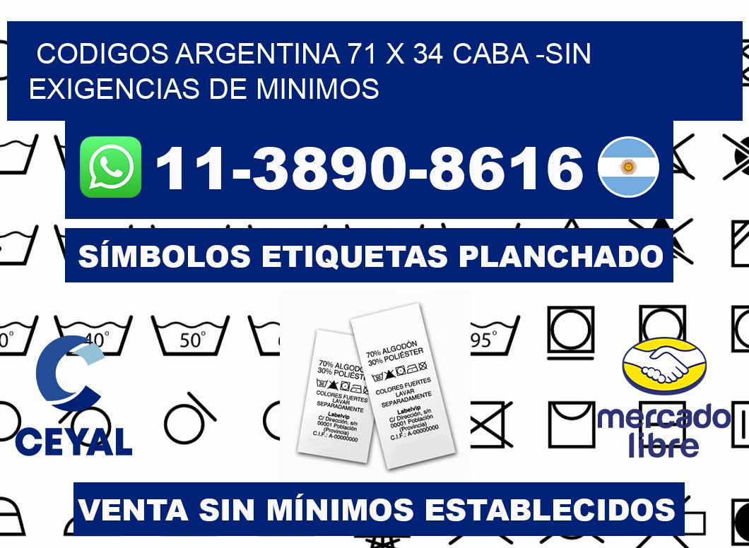codigos Argentina 71 x 34 CABA -Sin exigencias de minimos